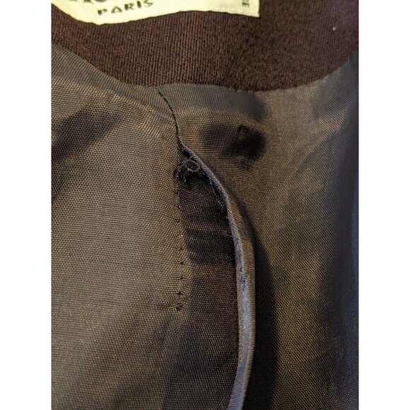 MILLE and UNE Paris Vintage Wool Blend Fur Trim Blazer Jacket Womens US 10 Plum - Picture 9 of 12